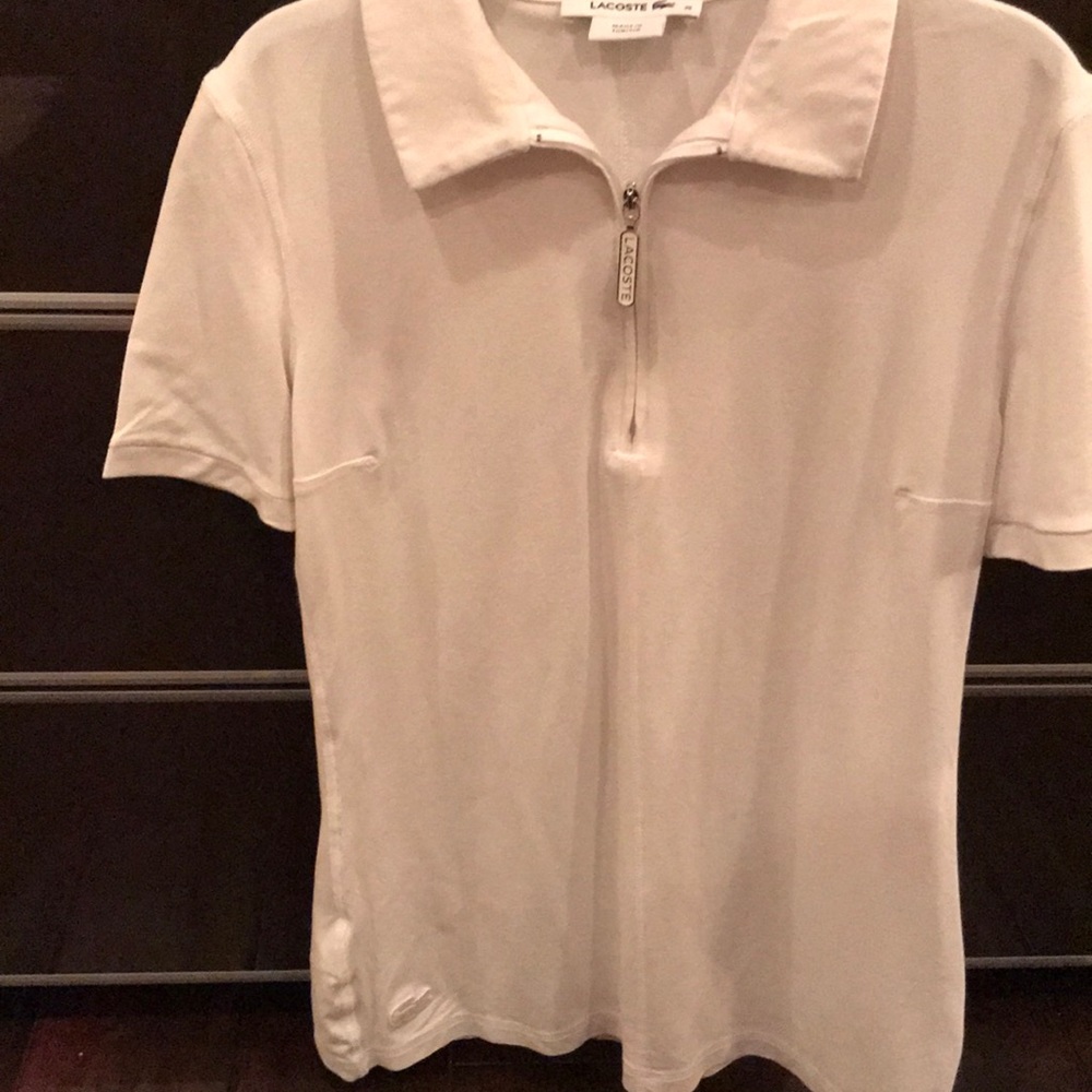 White Lacoste shirt